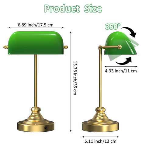 MOKOQI Green Bankers Desk Lamp cordless use on a table