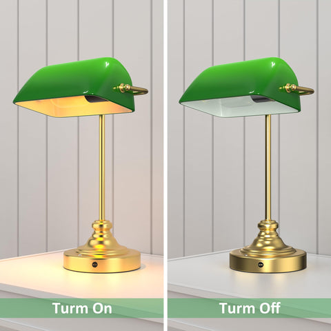 MOKOQI Green Bankers Desk Lamp warm glow for reading at night
