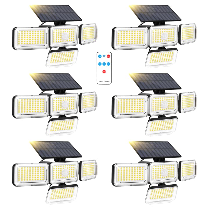 Mokot four-head solar lights illuminate wide angles for yard coverage