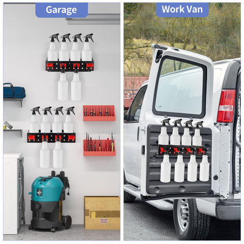 MOLIGOU spray bottle holder with hooks to hang detailing tools.