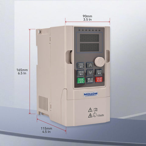 Mollom VFD wiring and connectors enabling versatile single or three‑phase setup