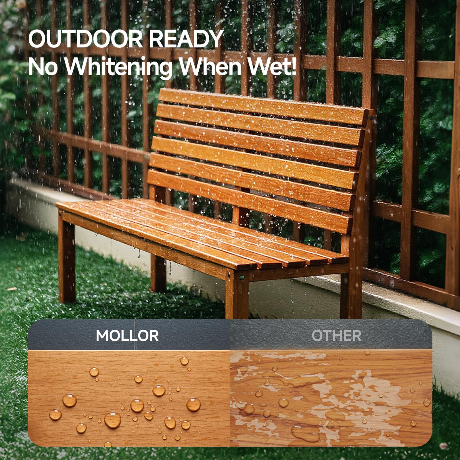Mollor Teak Wood Stain demonstrates fast-drying performance