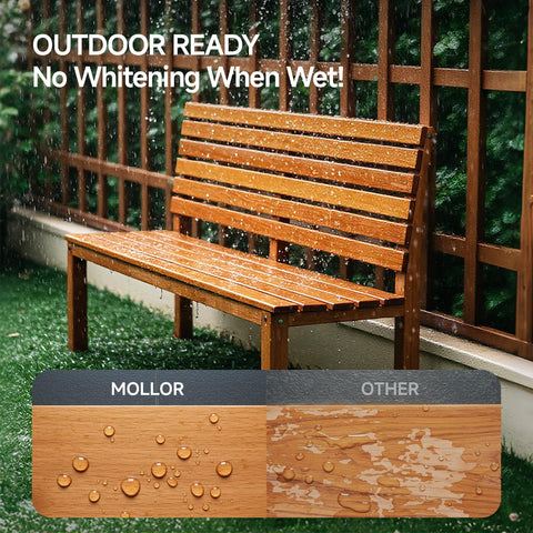 Mollor wood stain teak sealed finish protects wood surfaces.