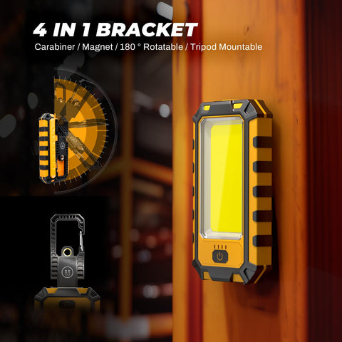 Molrebe light showing magnetic base for hands-free mounting on metal surfaces