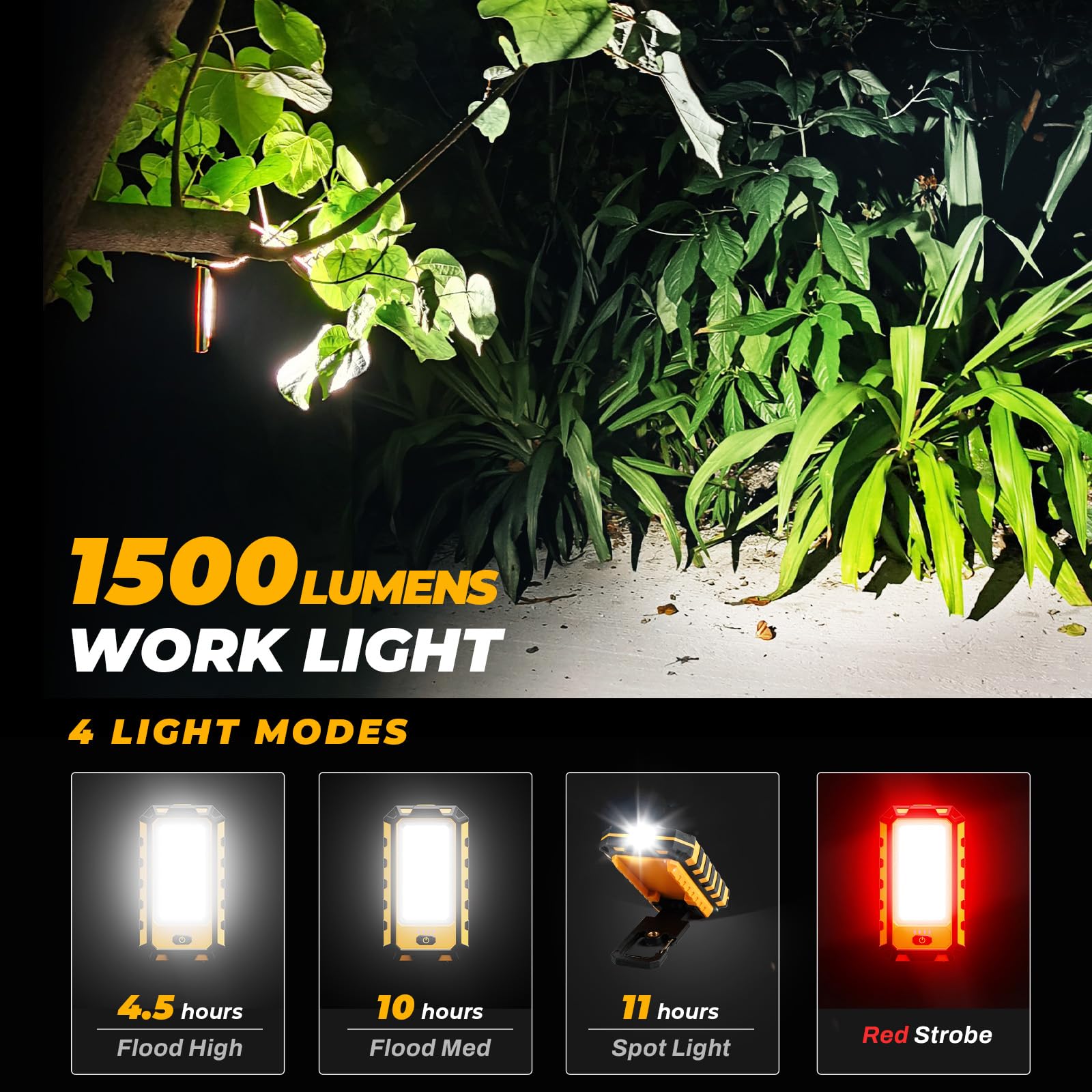 Molrebe LED Work Light demonstrating 180° rotation for flexible illumination