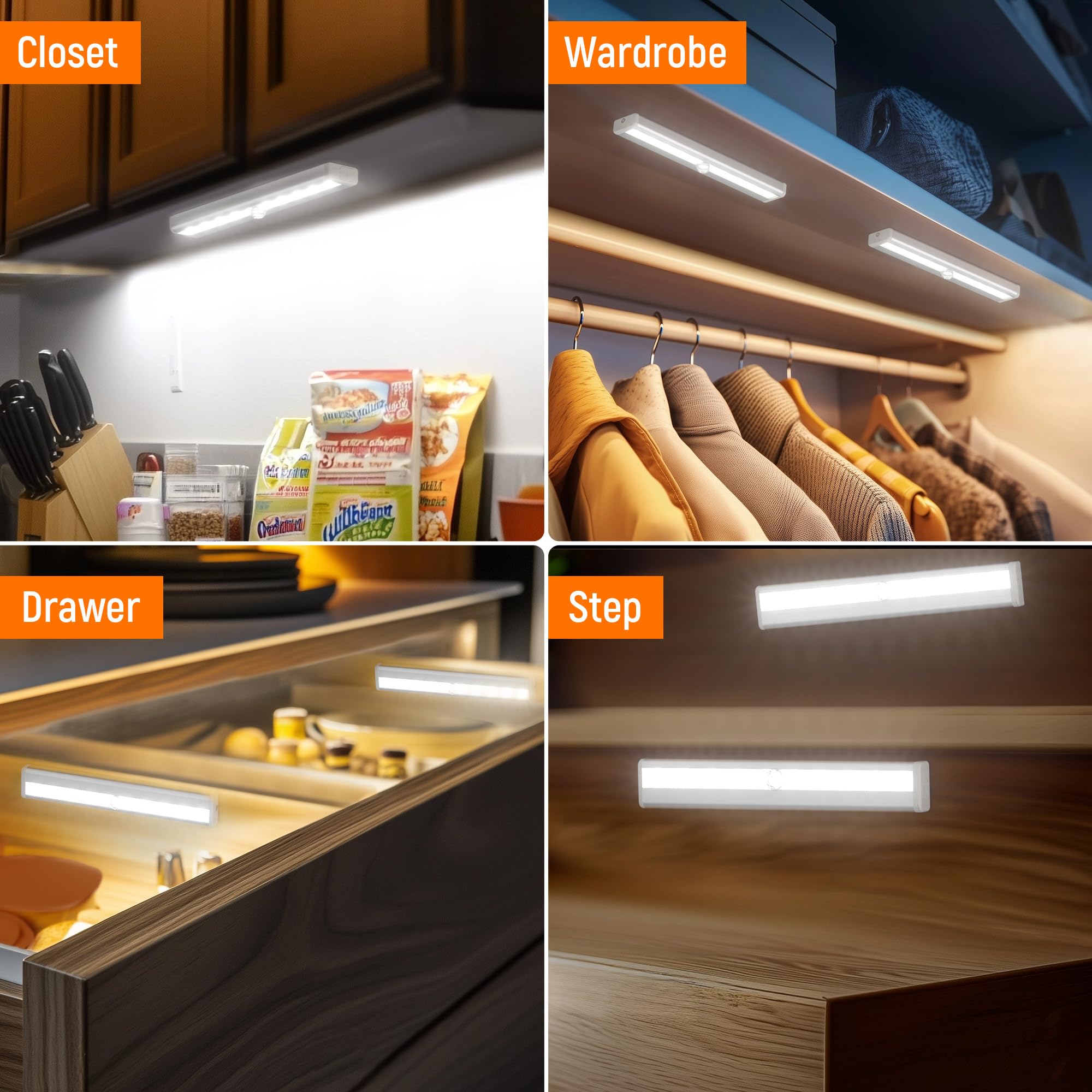 Magnetic strip backing enables easy, no-wiring installation.