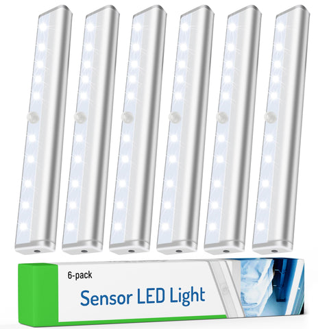Molrebe motion sensor LED lights in 6-pack illuminate closets with bright, even glow.