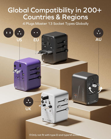 MOMAX 70W adapter with ports exposed for fast charging multiple devices worldwide