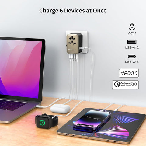 MOMAX compact travel adapter size for luggage-friendly packing