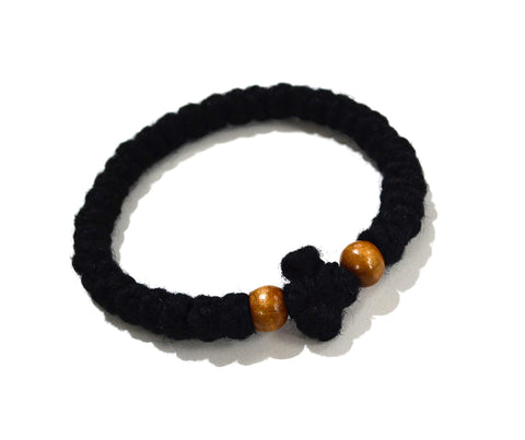 Monastery Vodoca Christian Wrist 33-knot prayer rope, black, designed for steady repetitive prayer.
