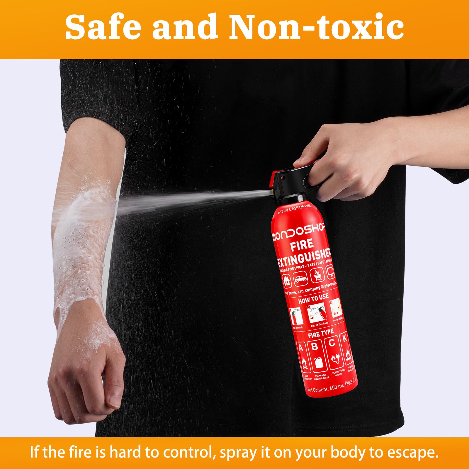 Mondoshop extinguisher with bracket ensures accessible mounting and quick reach.