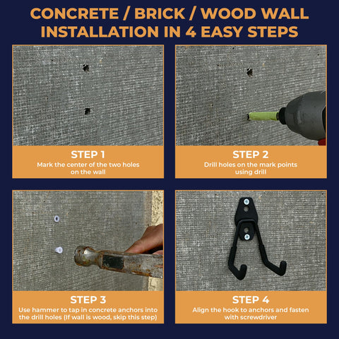 Durable steel construction of Moneek's Hardware garage hooks for lasting organization.