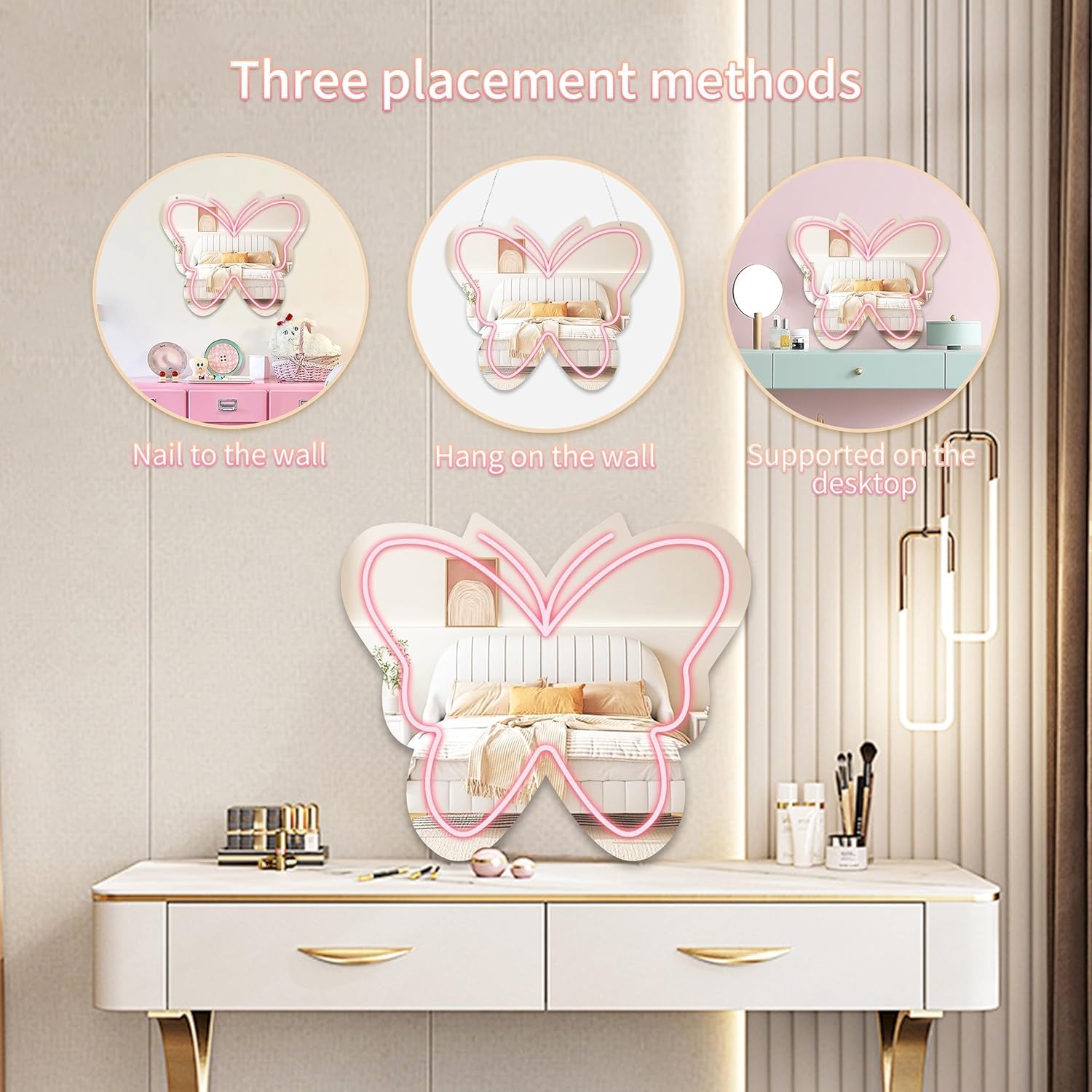Moneter makeup desk mirror with light for precise makeup application