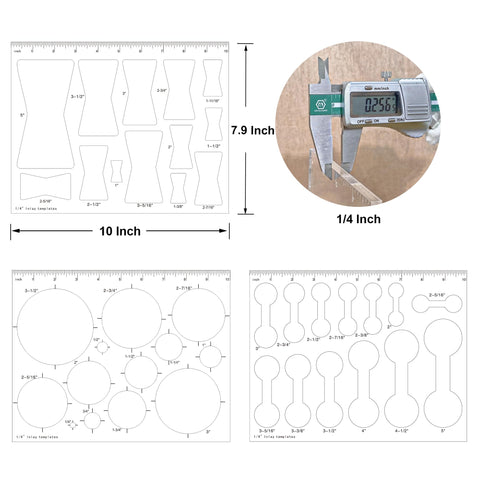 Monliful circle-inlay template set helps repair and reinforce woodwork.