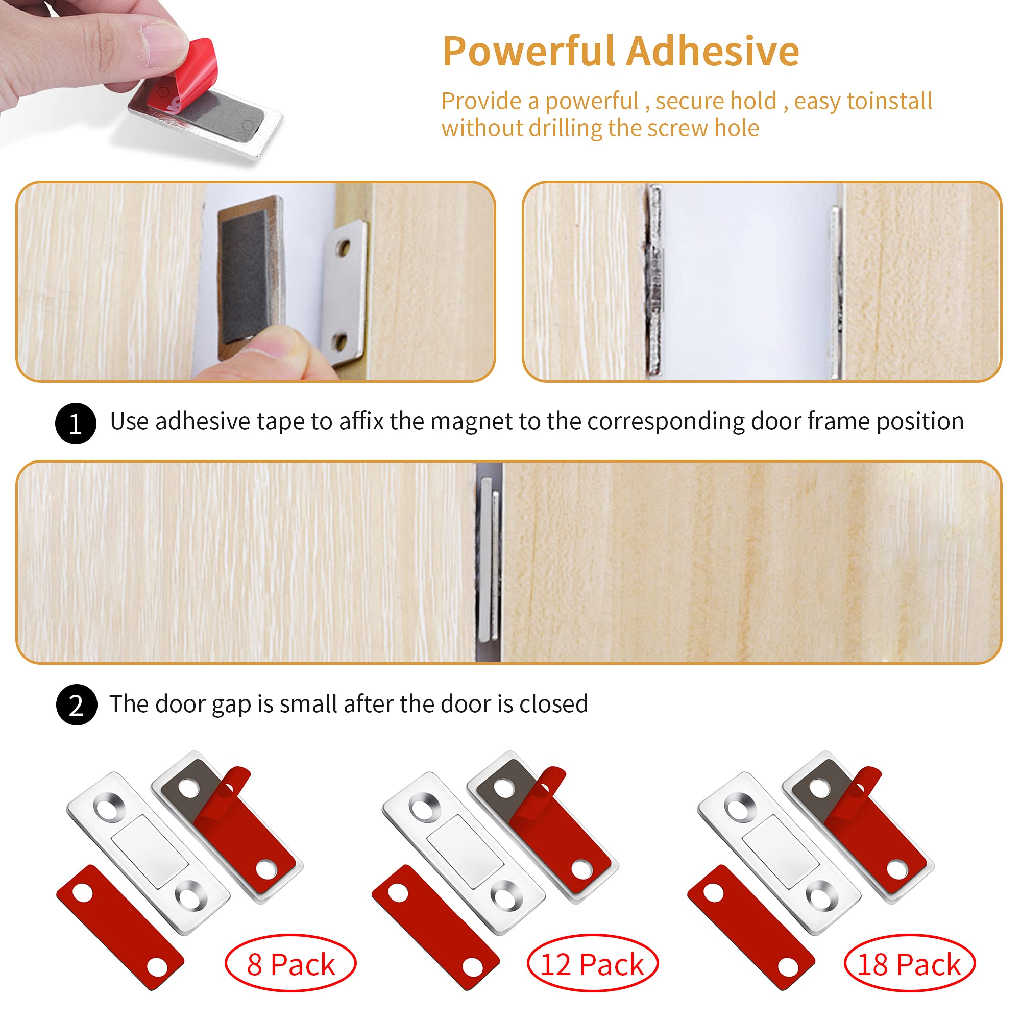 Monliful kitchen closet magnetic closure protects cabinets from slamming