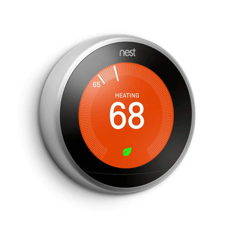 Monoprice Nest Thermostat 3rd Gen front view showcases a sleek, space-saving design.