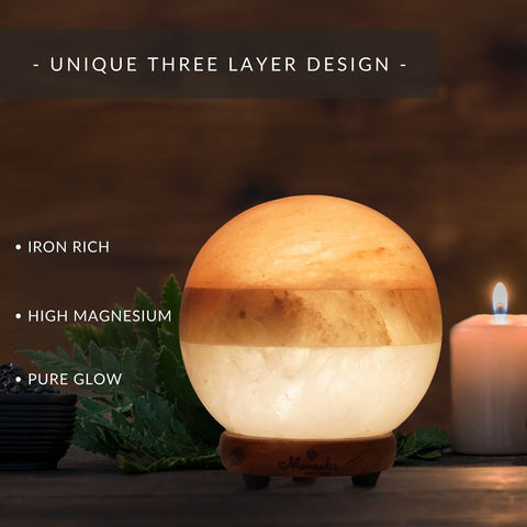 MONSALIS salt lamp globe grey complements modern décor with natural texture.