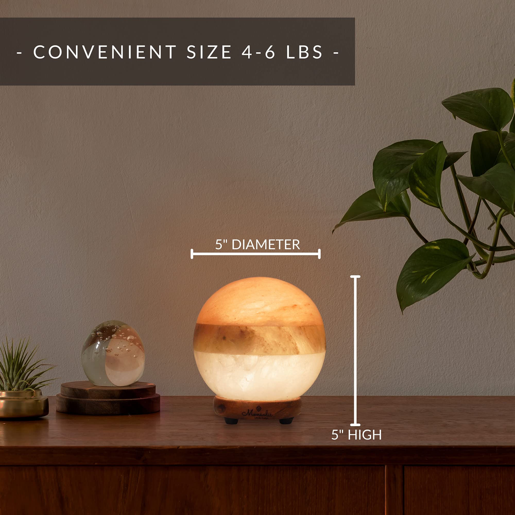 MONSALIS pink white grey globe showcases three-layer design as a striking centerpiece.