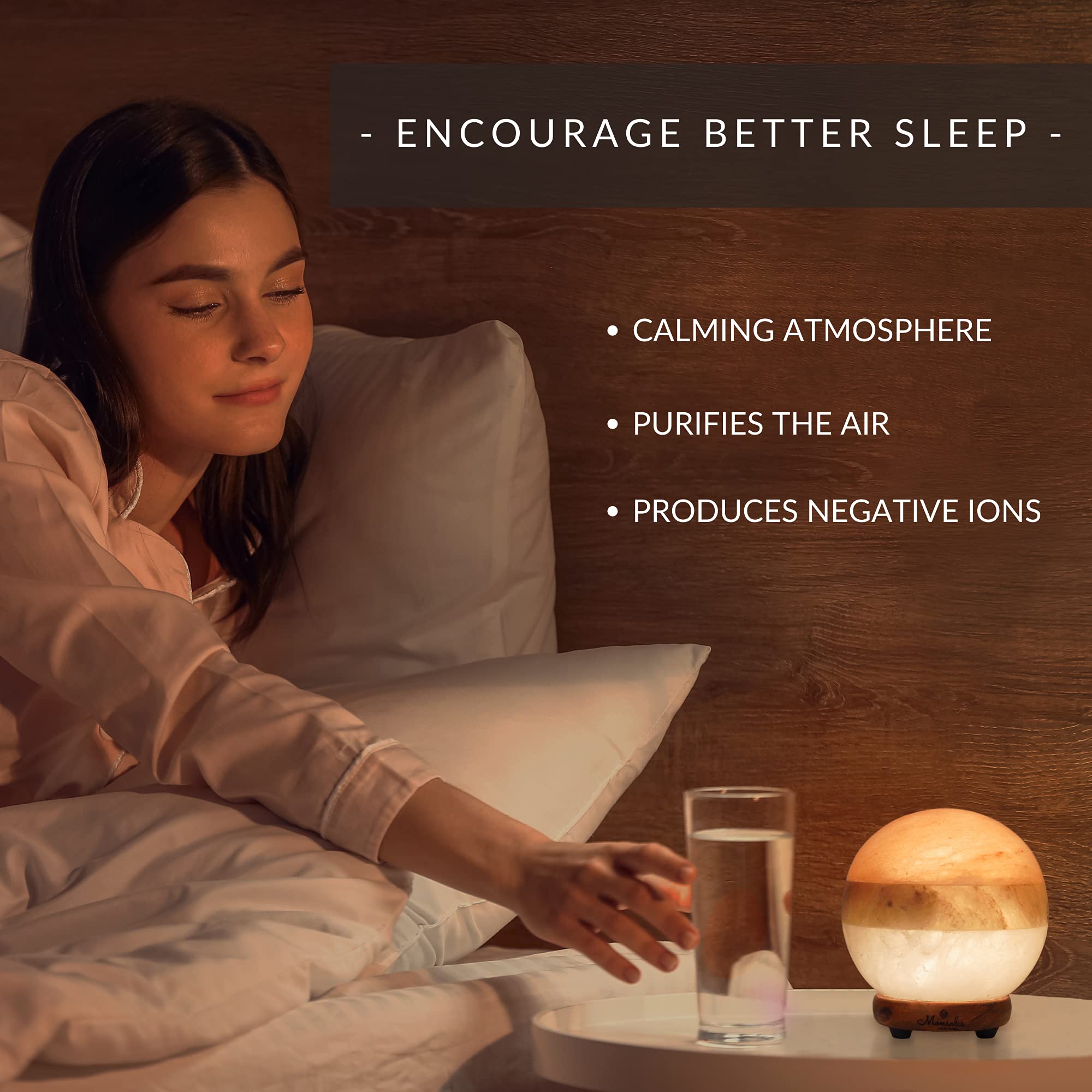 MONSALIS wooden stand with dimmer lets you adjust brightness for any mood.