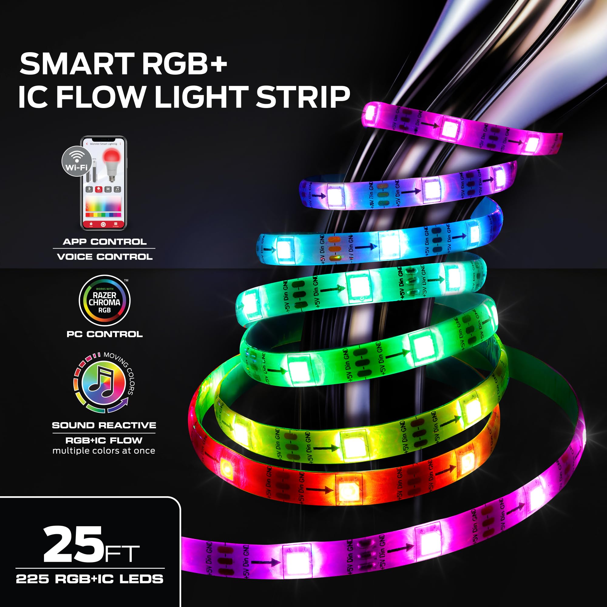 Monster Smart RGB strip app control interface enables easy color selection