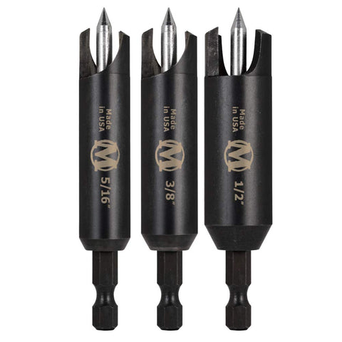 Montana Brand self-centering wood plug cutters set for precise plugs and easy use.