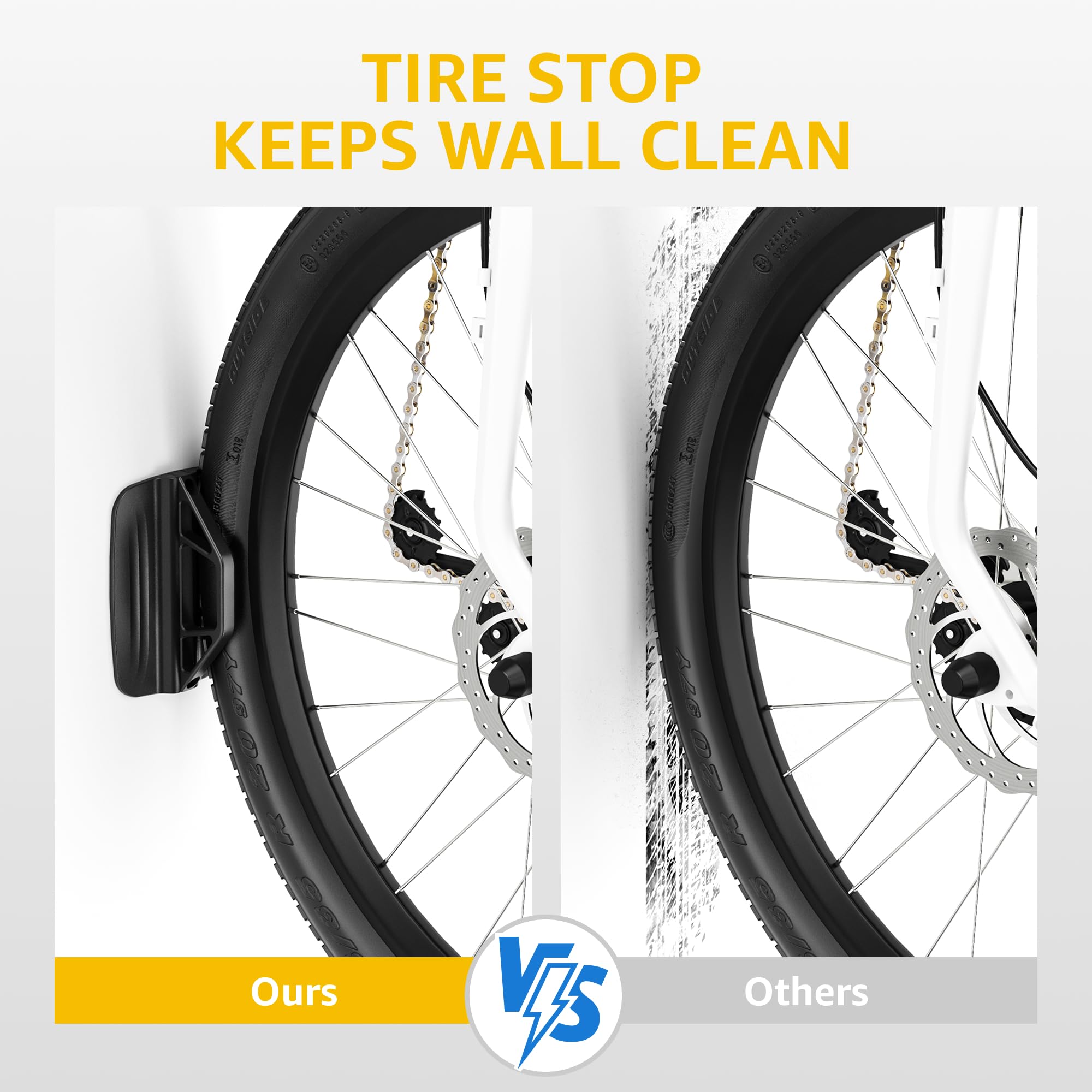 Montek wall protection rubber coating reduces wear on bikes and walls.