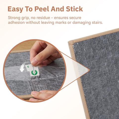 MontVoo peel-and-stick treads with transparent backing simplify installation.