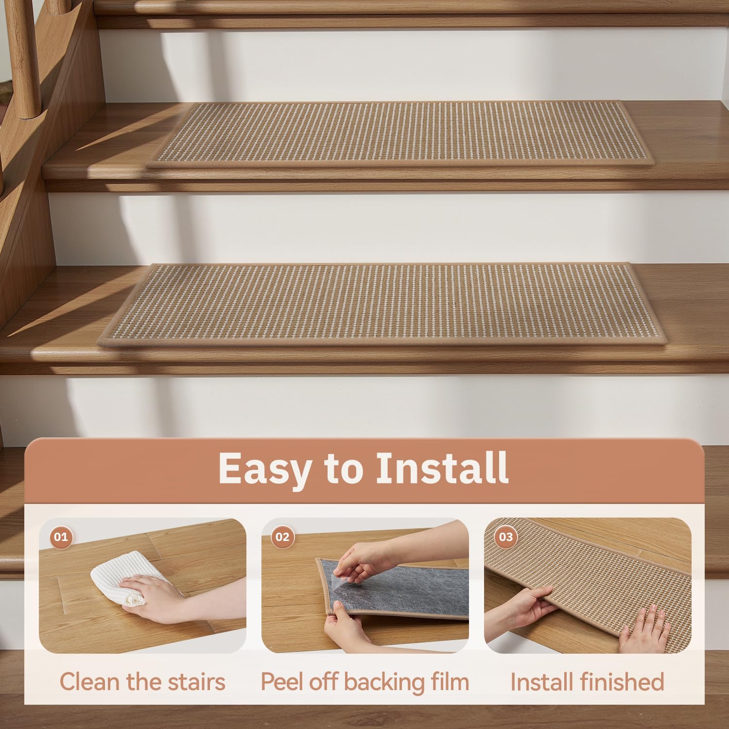 MontVoo residue-free stair treads remove cleanly without leaving residue.