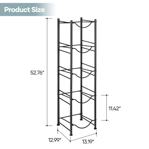 MOOACE 5-tier water jug rack side view shows organized vertical storage