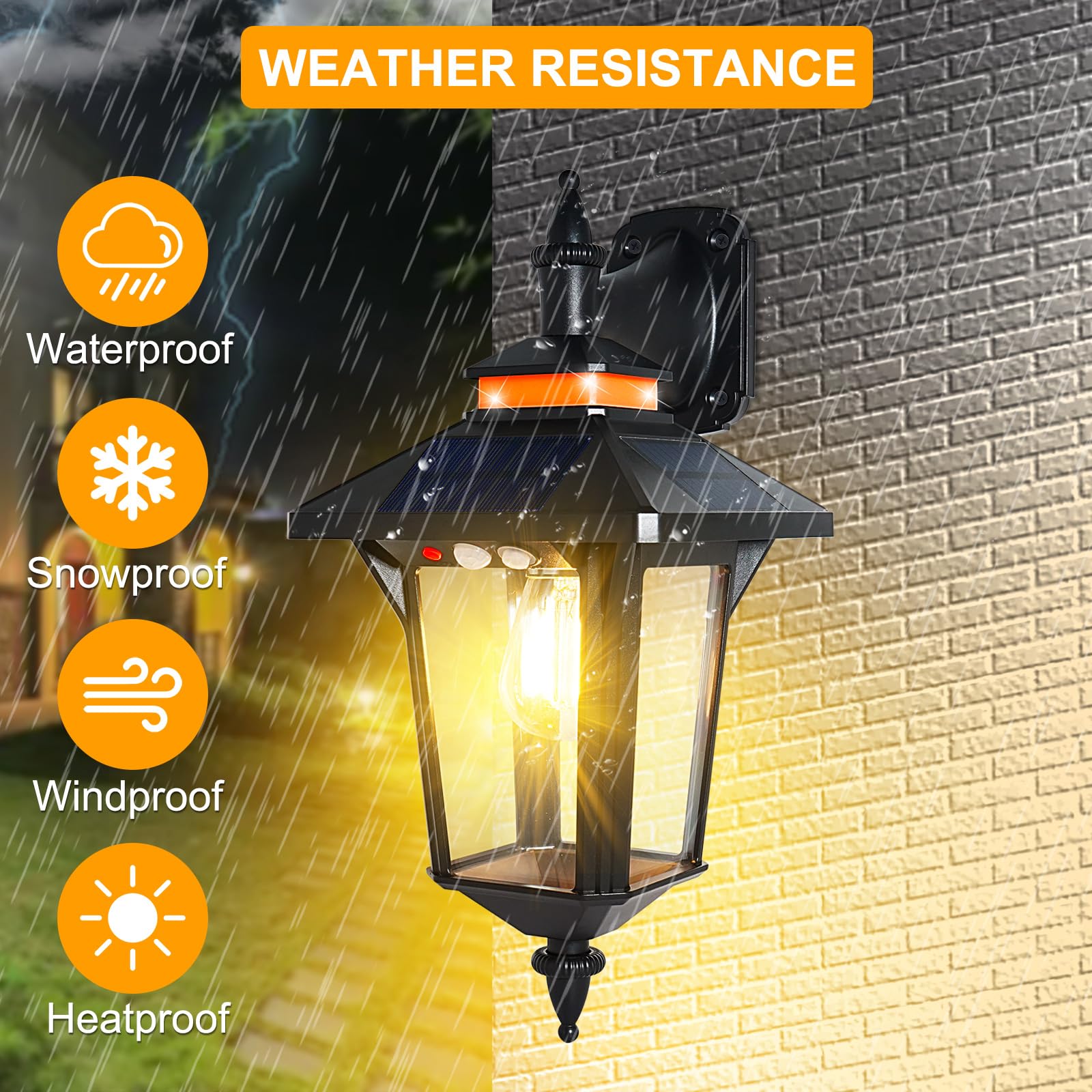 Moodyfei solar wall lantern night illumination delivering bright warm white glow