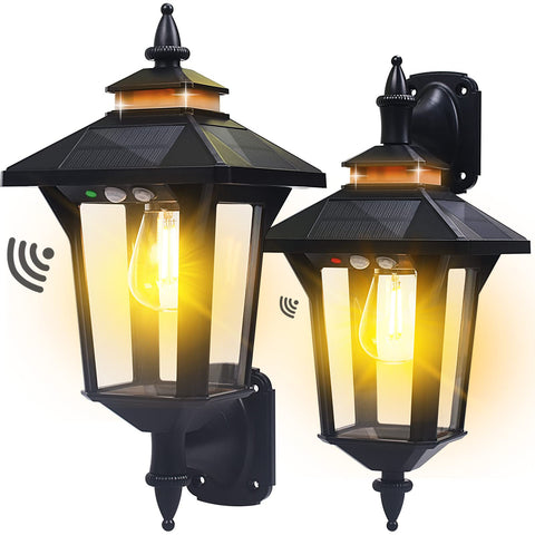 Moodyfei solar wall lantern two-pack provides coverage for multiple entryways