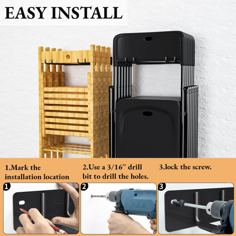 MOOMSINE 12.2-inch long rack saves wall space for tools and chairs.