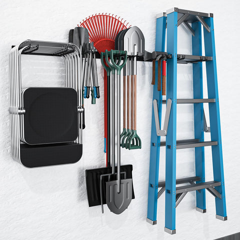 MOOMSINE heavy-duty steel garage hooks keep chairs and tools secure