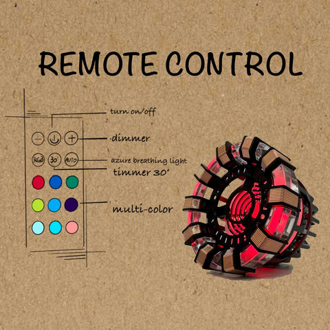 Moonacy Arc Reactor Light remote control for convenient color changes.