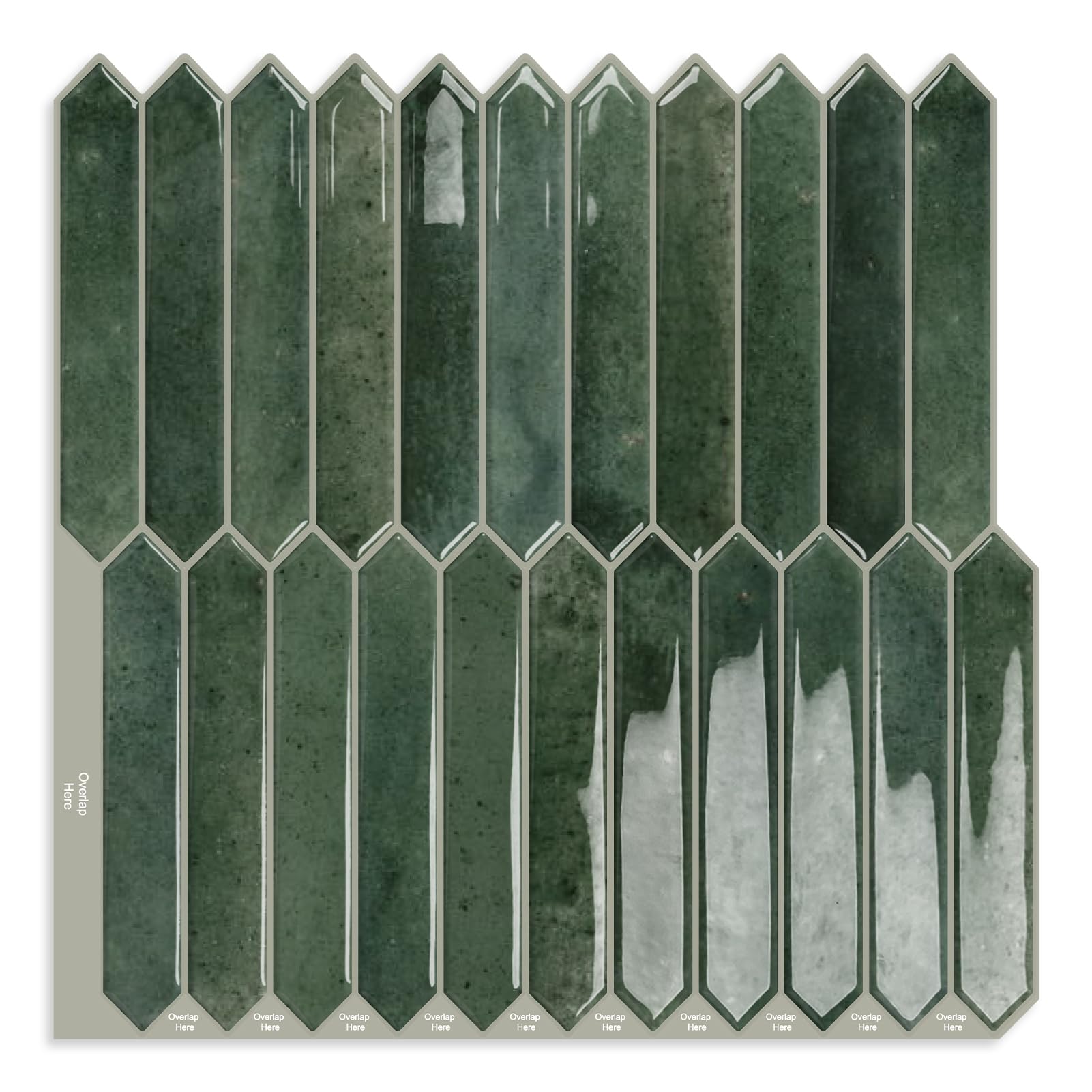 MOONFUN green long hexagon tile backsplash shines on kitchen walls, enabling a quick upgrade.