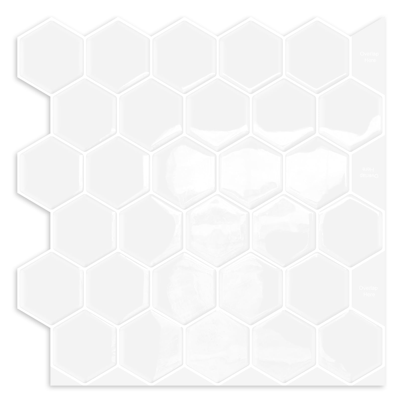 Moonfun hexagon wall tiles 12x12 white for easy DIY backsplash installation.