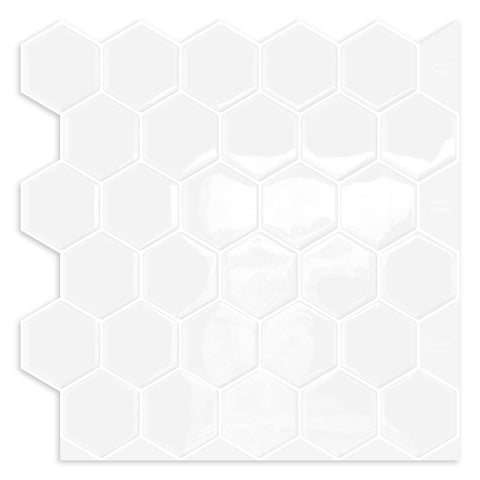 Moonfun hexagon wall tiles 12x12 white for easy DIY backsplash installation.