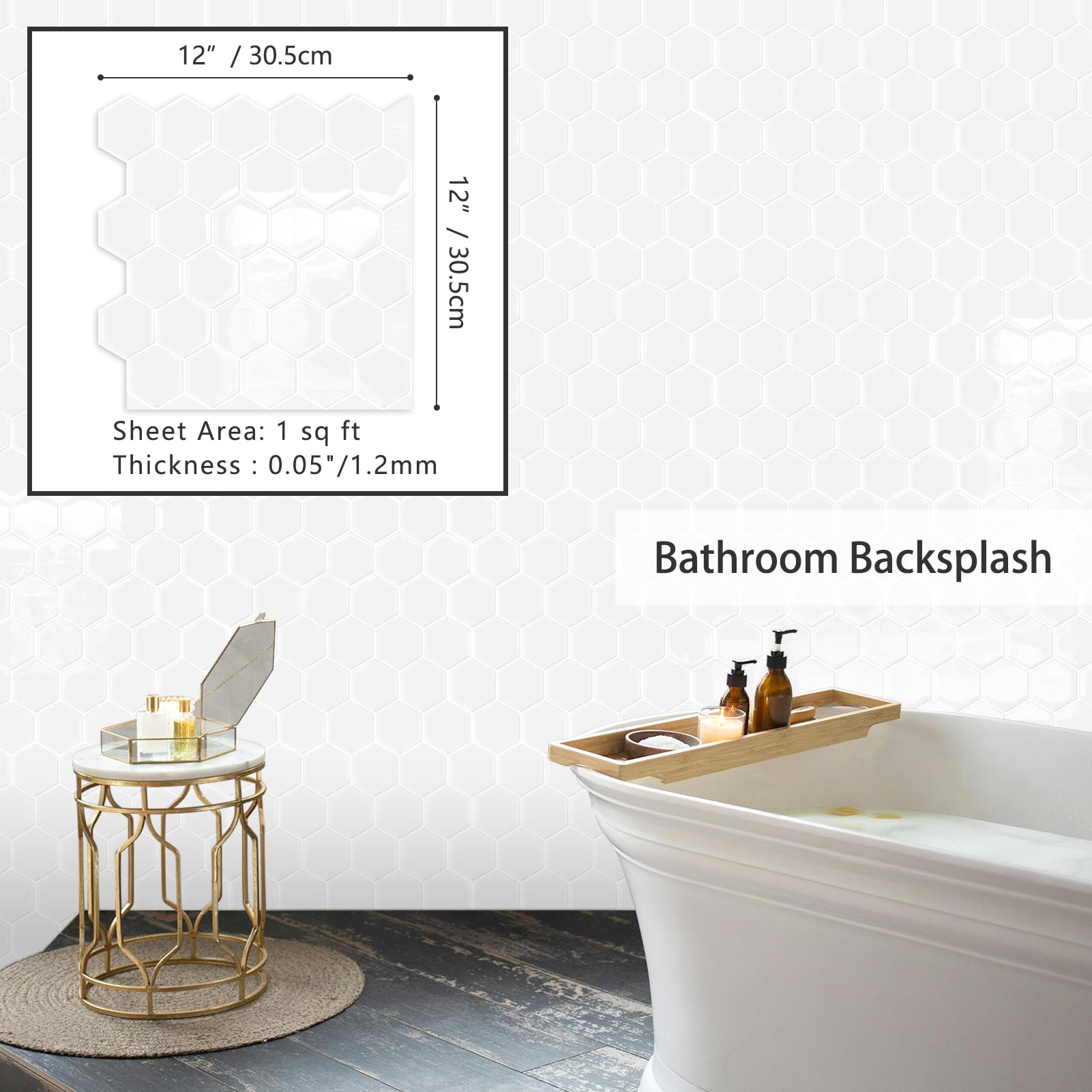 Moonfun peel-and-stick backsplash tiles for quick, mess-free kitchen or bathroom updates.