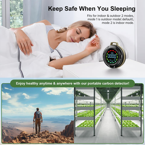 Indoor/outdoor mode switch supports camping, cars, RVs, and garages.