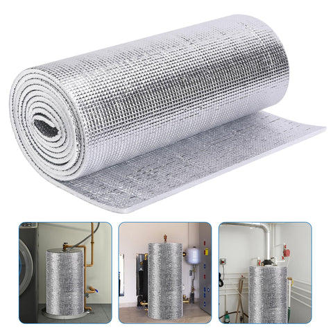 Moonoom water heater blanket cover on a silver unit improves insulation and warmth retention.