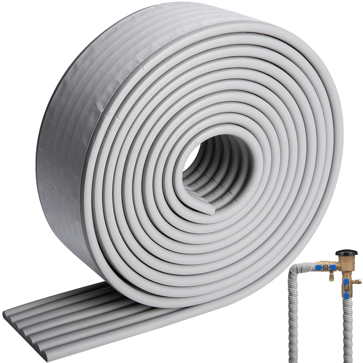 Moonoom water pipe insulation tape unrolled, showing length for winter prep and easy installation.