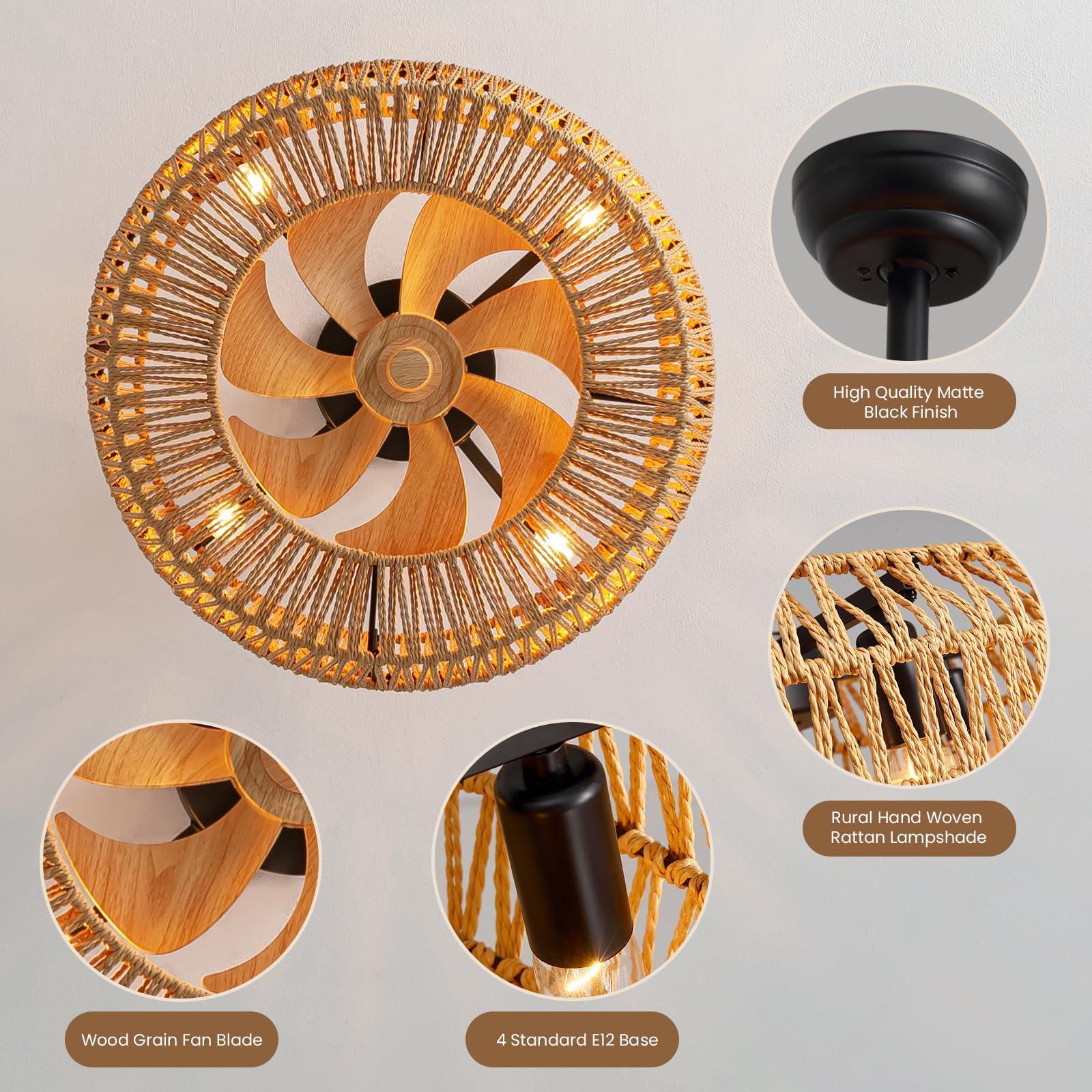 MOOONICHE reversible blades provide seasonal airflow for comfort.