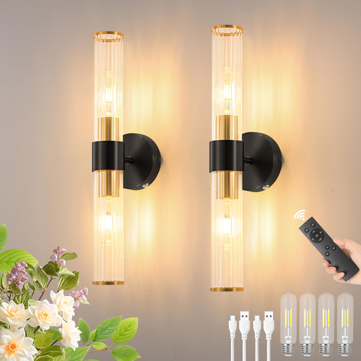 Morauroral black gold wall sconce assembly enables quick DIY setup.