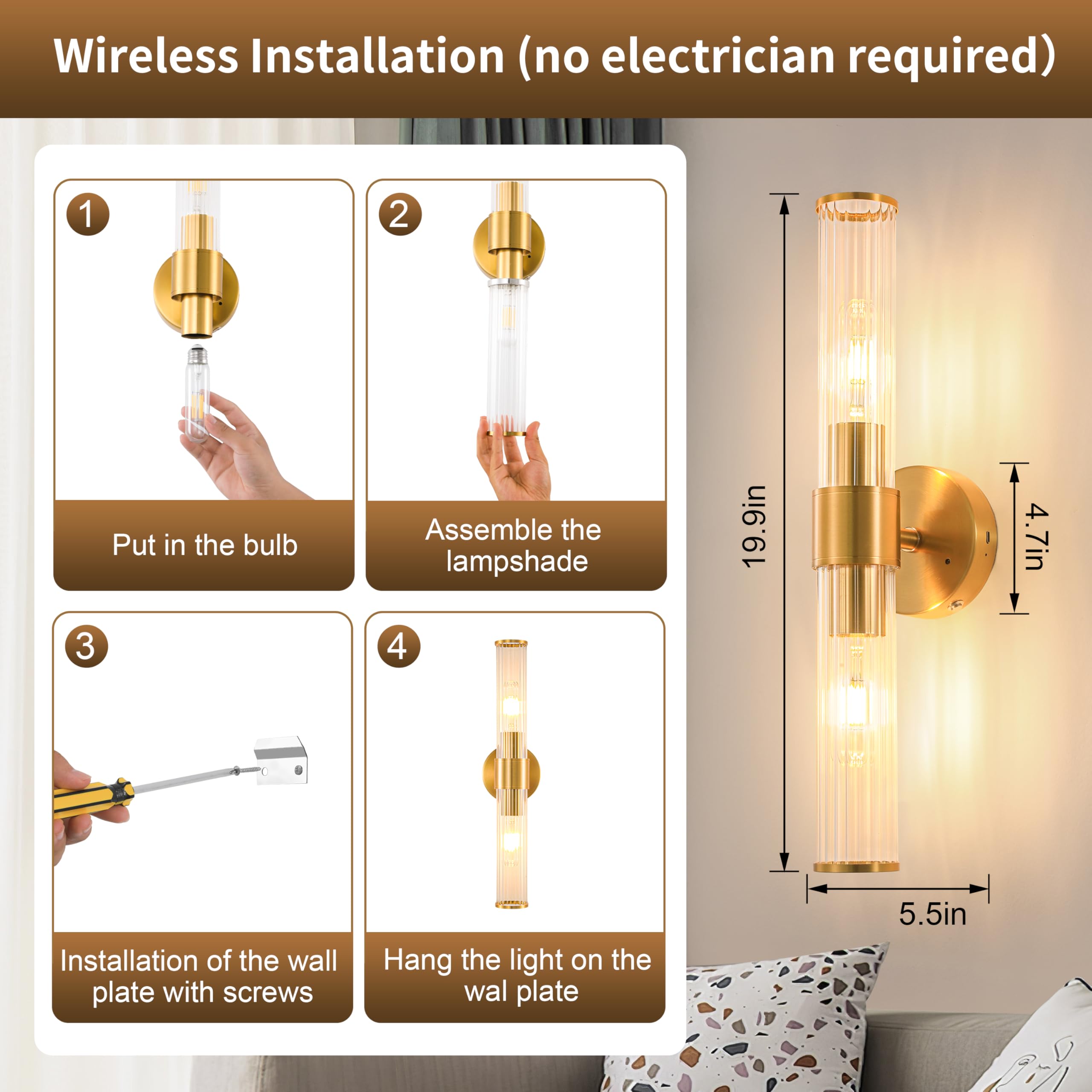 Morauroral no-wiring installation enables quick, safe DIY setup.