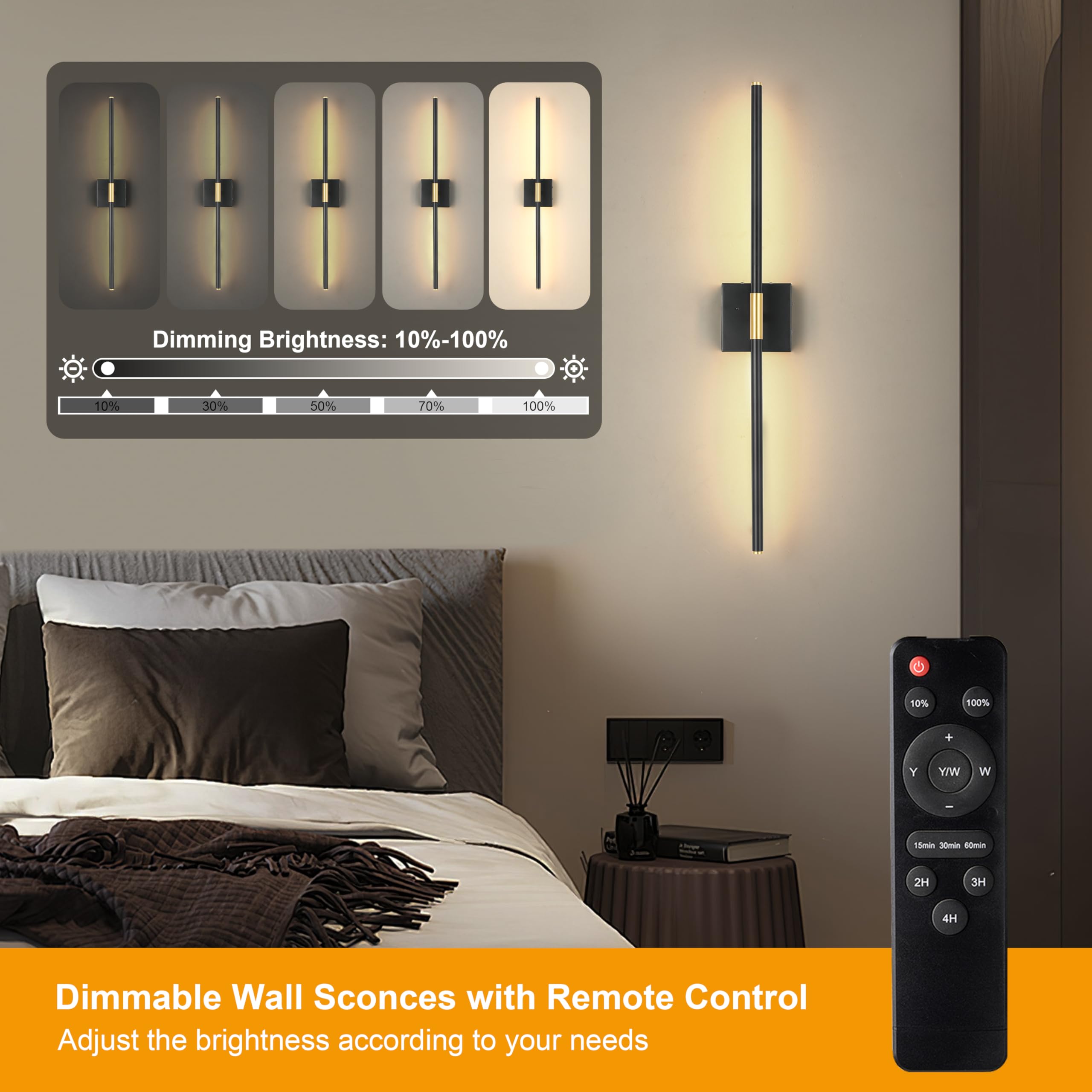 Morauroral remote-dimmable wall sconce for easy brightness control.