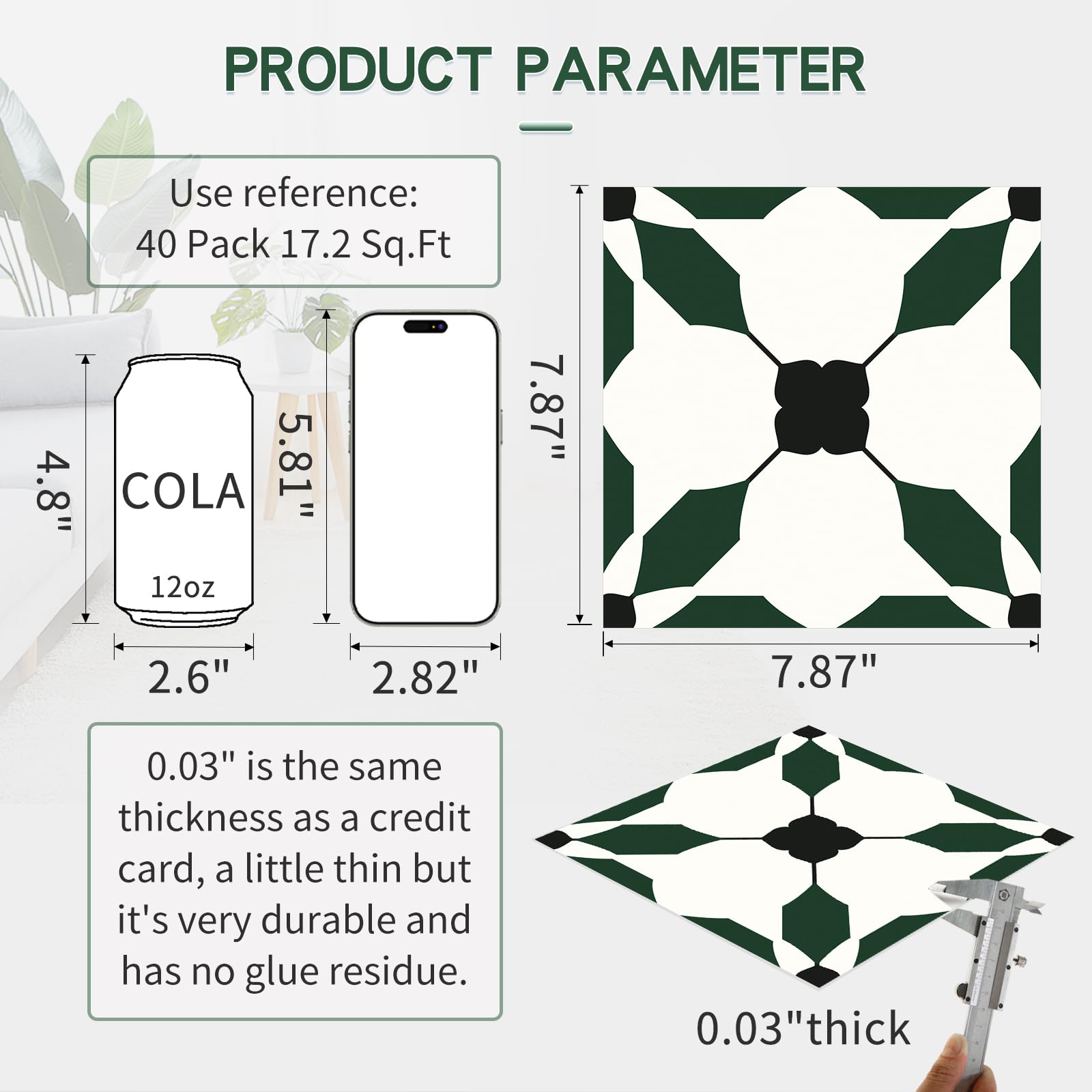 MORCART 40-pack self-adhesive vinyl tiles ready for fast installation.