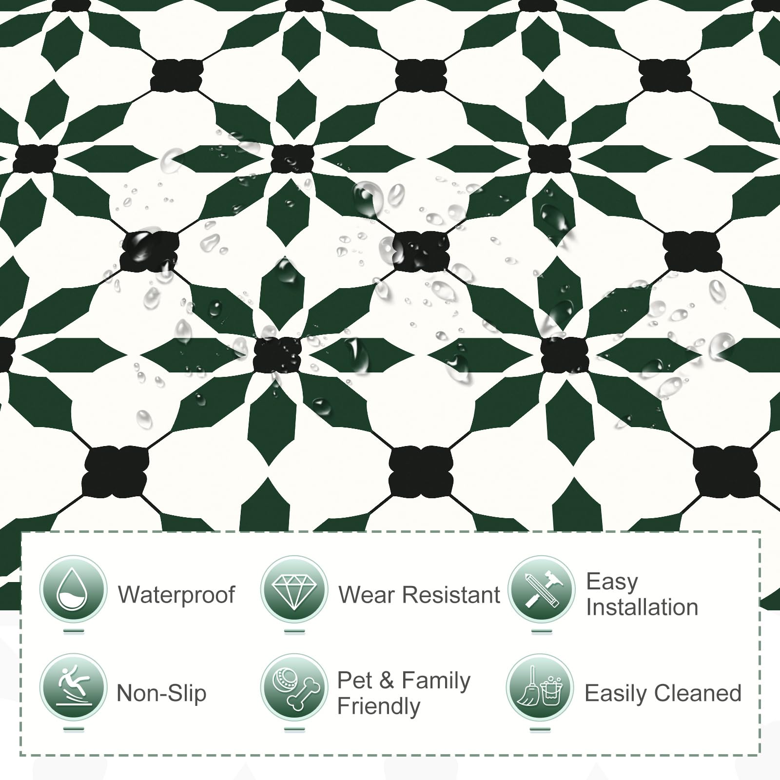 MORCART removable waterproof tiles ideal for bathrooms and kitchens.