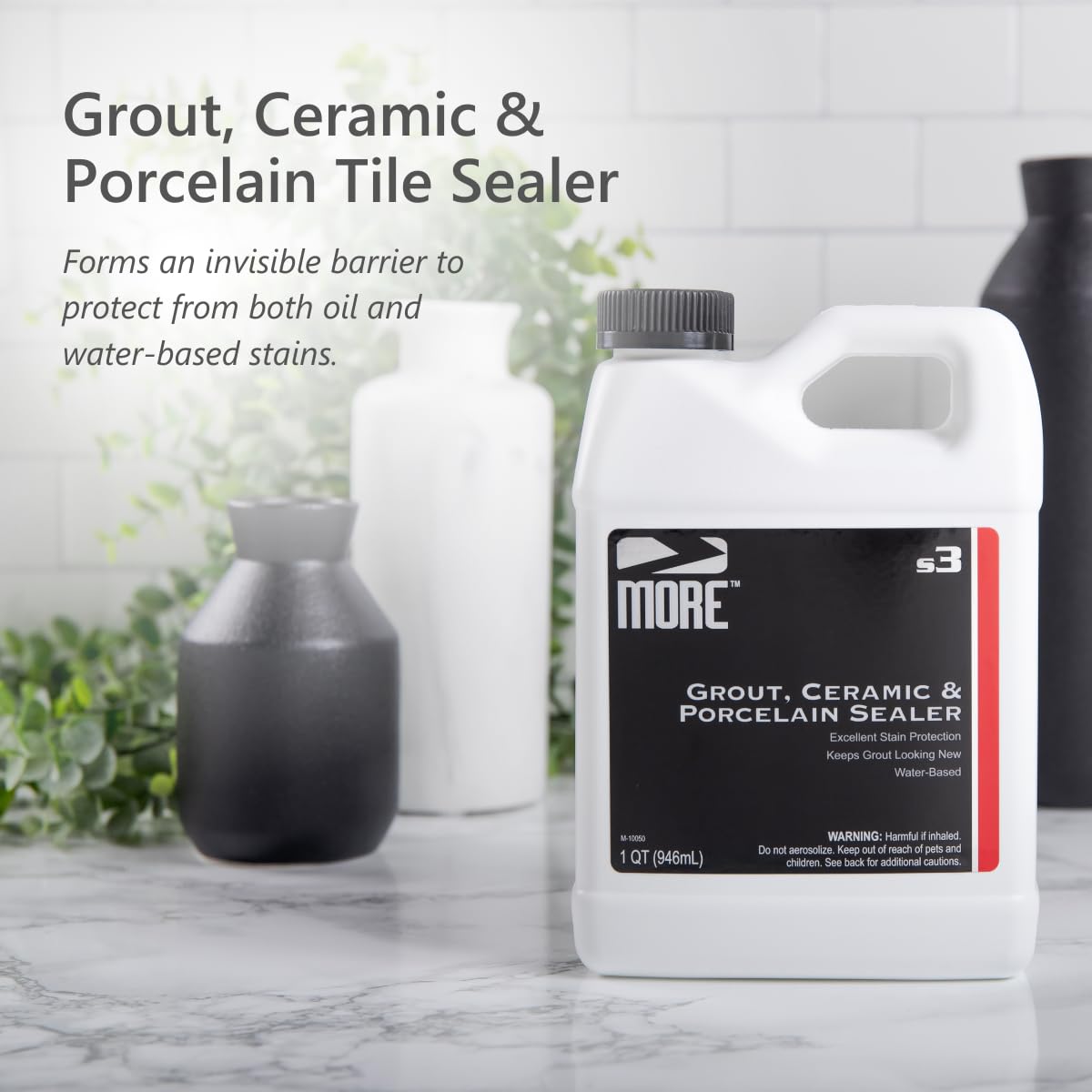 MORE Grout Sealer brush applying to ceramic tile surface
