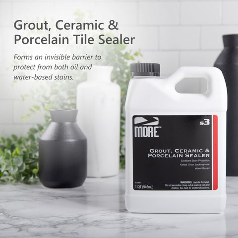 MORE Grout Sealer brush applying to ceramic tile surface