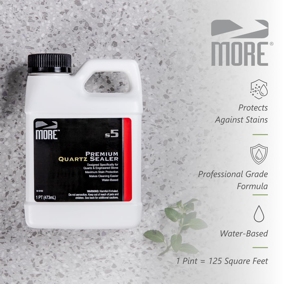 MORE Premium Quartz Sealer bead test reveals liquids bead up for easy spill cleanup.
